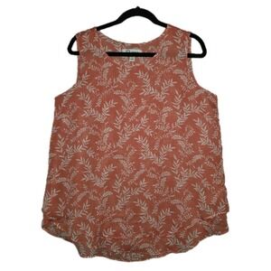 Cristina B Pink Tank Blouse Women's Size Medium Floral Sleeveless Top Semi-Sheer